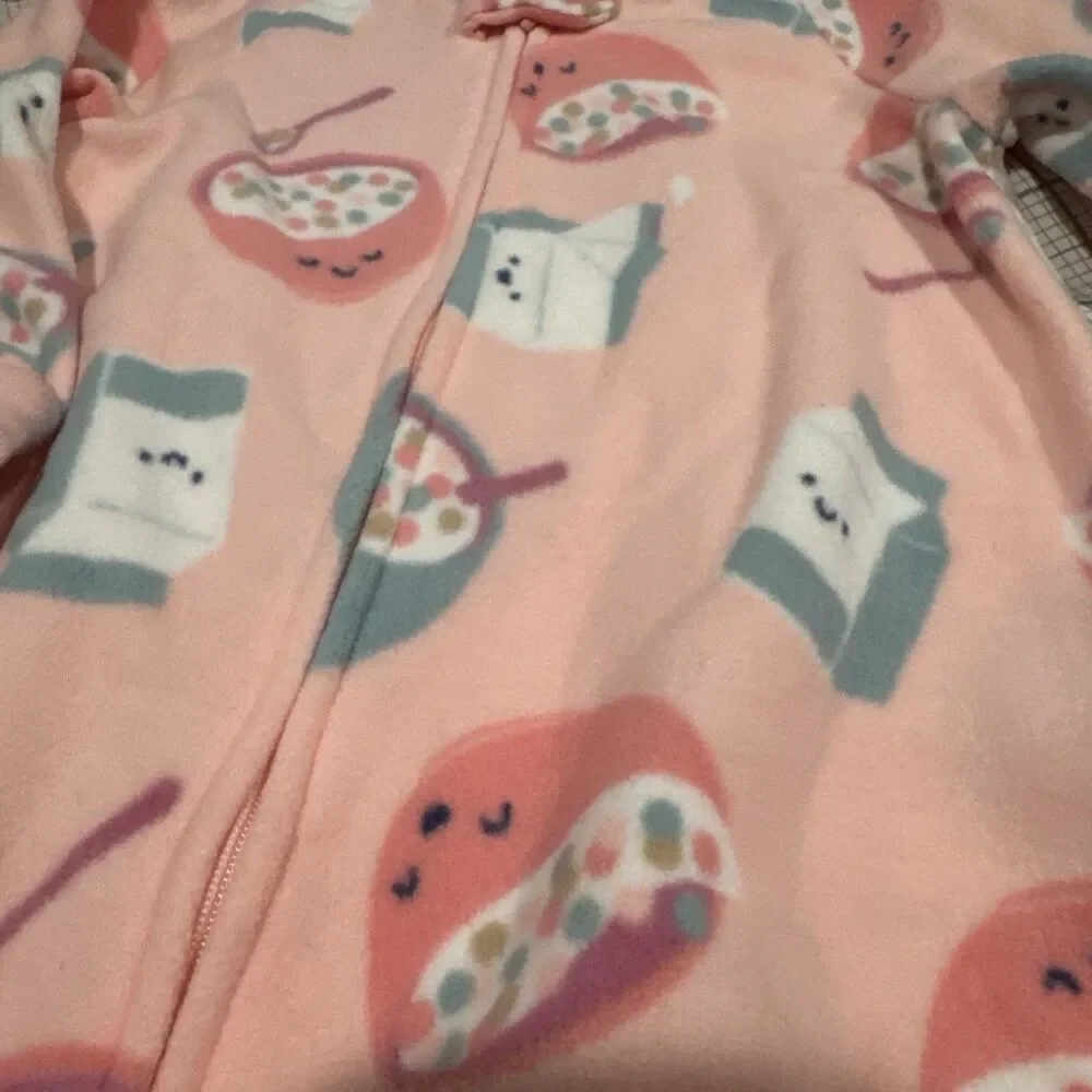 Carters Toddler Girl 1-Piece Cozy Fleece Zip-Up Footie Pajama Pink 18m Break